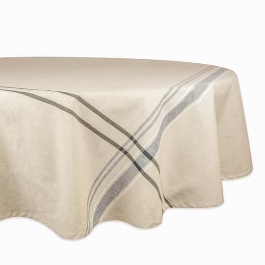 DII® 70" Round Black French Stripe Tablecloth | Michaels®